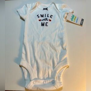 🔥NWT Carter's Childe of Mine White 'Smile with Me' Baby Onesie, 0-3M